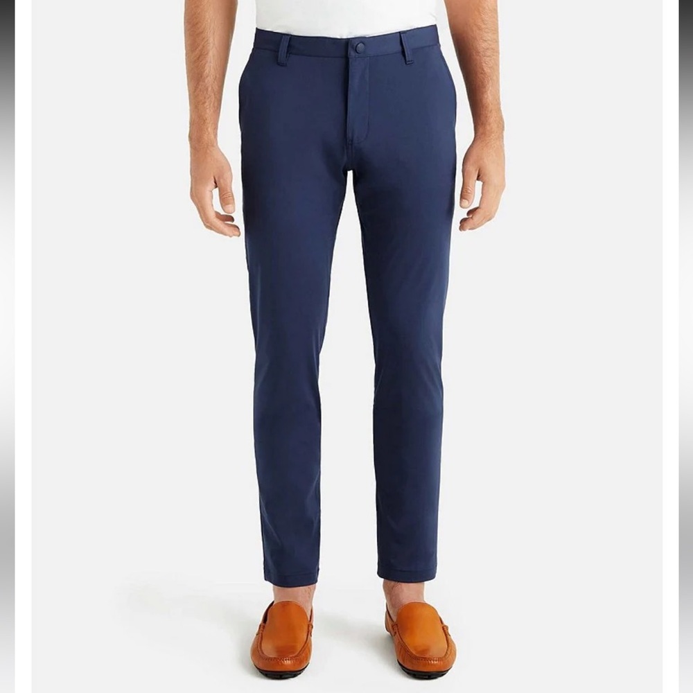 38x32 RHONE Slim Fit Flat Front Commuter Stretch Pants $138.00 navy blue